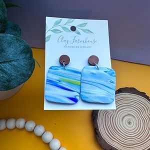 Handmade Mokume Gane polymer clay earrings